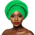 thumbnail image 4 of Women's Headwrap Turban CQXIDFH Beaded Braid Head Wrap Cap, Soft Satin Lined Hair Bonnet, Stylish Ruffle Turban for All Day Comfort, Beret Hat (Green, One Size), 4 of 5