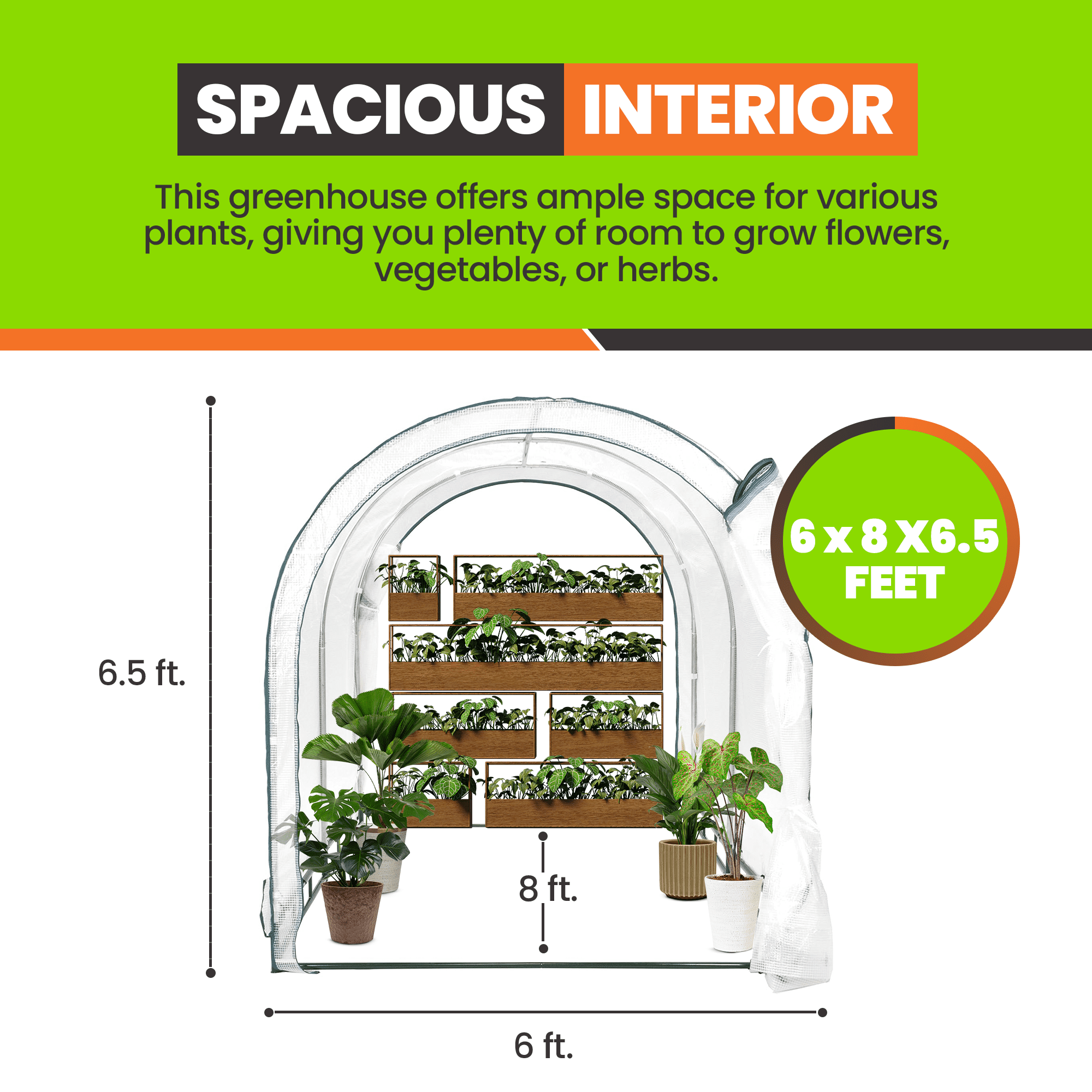 True Shelter Walk-in Greenhouse White 6.5 Ft High