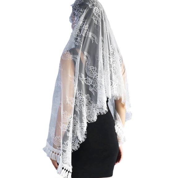 Aellinatey Traditional Lace Tulle Veil Female Head Covering Catholic Chapel Wedding Veil