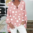 thumbnail image 2 of Womens Fashion Fall Deals Womens Tops V-Neck Tunic Tops Swing Hem Long Tops Comfy Casual Long Sleeve Polka Dots Plus Size Blouses Clothes Sets for Girlfriend Wife Fashion Oversized Pullover Pink S, 2 of 6