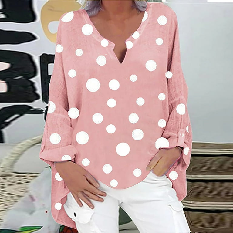 Hfyihgf Plus Size Tops for Women Polka Dot Printed Tunic