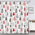 thumbnail image 6 of Christmas Shower Curtain fo Bathroom, Winter Xmas Trees Red Grey Snowflake Holiday Shower Curtains 72 x 72 Inch, Polyester Fabric Waterproof Bathroom Curtain Set with 12 Hooks, 6 of 6