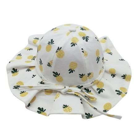 

Relanfenk Baby Hats Cute Girls Fruit Print Bow Fisherman Protection Children Basin Hat