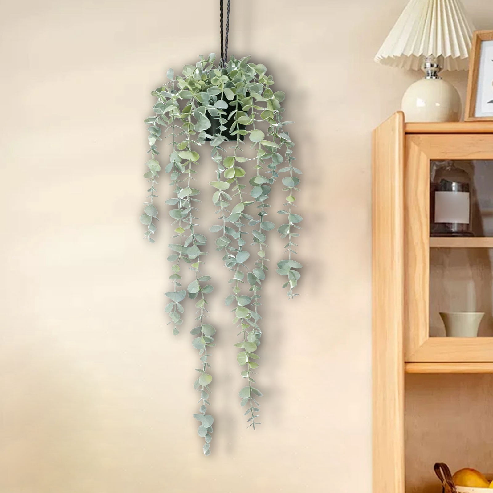 Artificial Flowers Plants Hanging Artificial Potted Plants Indoor and Outdoor for Home Bathroom Wall Shelf Decor, Green Plant *1