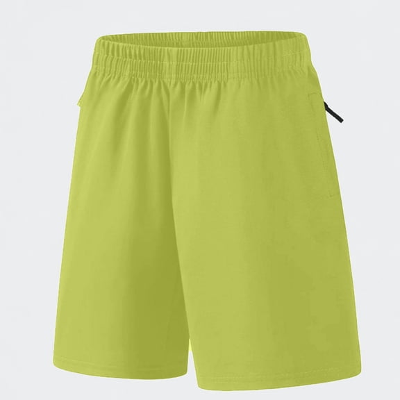 Ticikt Boys Athletic Shorts, 4-14Y Mesh Breathable Basketball Running Gym Activewear for Kids,Green