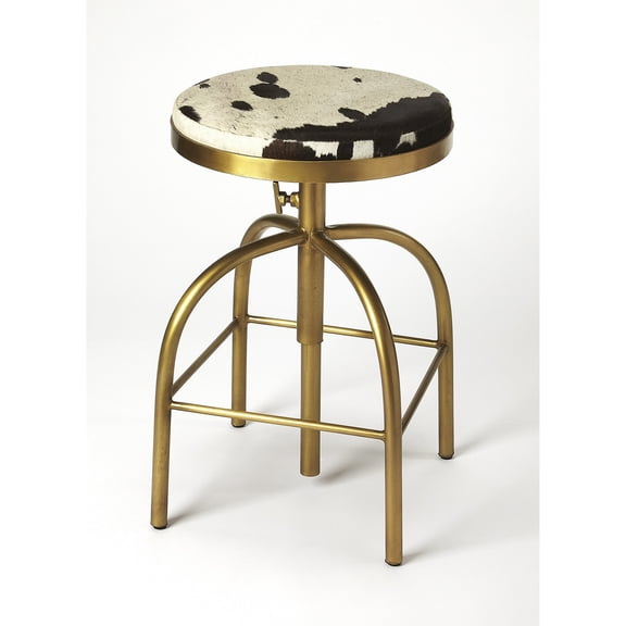 Butler Specialty Metal Bar Stool Chair in Gold - Rotating Round Seat & Footrest