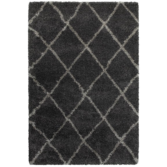 Oriental Weavers Henderson Shag Area Rug - 090K1 - 9'10" x 12'10" - in Charcoal/ Grey - Plush Soft Shag, Modern Style, Stain Resistant, Cushion Feel, Family, Dining, Living Room Rug