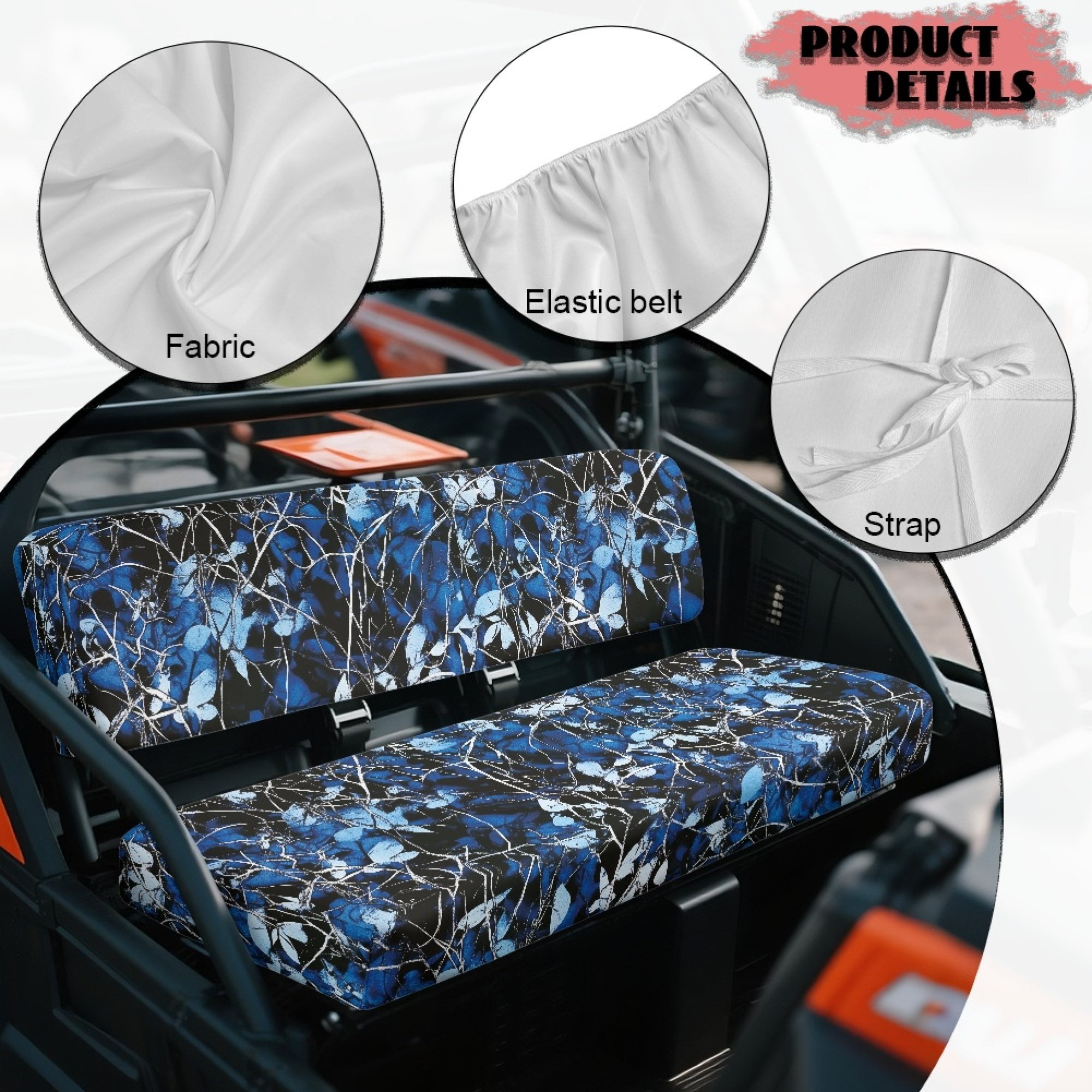 ZIATUBLES 2-Pack UTV Front Seat Covers with Blue Leaf Camo Print, Compatible with Kawasaki Mule 3000 3010, Washable Polyester Protective Cover, Fade & Wear Resistant