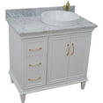 thumbnail image 5 of 37 in. Single Wooden Vanity  White White Carrara Round Right Door.Right Sink, 5 of 11