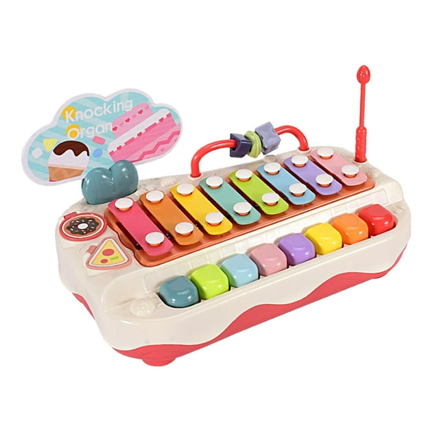 Juguete musical para niños, juguete de aprendizaje preescolar, piano colorido de ocho tonos para bebés, xilófono Rojo