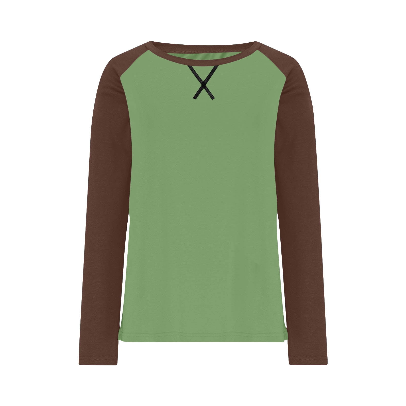 aohooy Womens Plus Size Long Sleeve Baseball Shirt Color Block Casual Loose Tees Tshirts Spring Round Neck Loose Fit Tunic Tops Army Green,L