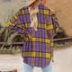 thumbnail image 4 of Pntutb Mujeres Casual A Cuadros Manga Larga Solapa Un Solo Botonadura Abrigo Tops Blusa Abrigo Liquidación Pntutb Pntutb-4612, 4 of 6