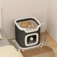 thumbnail image 3 of Small Double Layer Foldable Cube Cat Bed with Plush Hanging Balls, 3 of 6