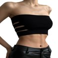 thumbnail image 1 of Women Tube Tops Solid Color Cutout Boat Neck Strapless Tank Tops Summer Backless Bandeau Shirts, 1 of 6