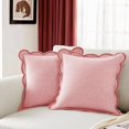 thumbnail image 1 of Chenchen Scalloped Pillow Cover Pack of 2 Spring Chenille Decorative Throw Pillow Covers Cute Boho Couch Pillow Covers Aesthetic Funky Preppy Pillow Cases for Sofa Living Room (Blush Pink, 20x20 Inch), 1 of 1