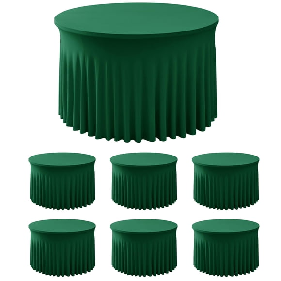 Faldas de mesa HolidayIdeas, paquete de 6 unidades, color verde cazador, 152 cm, caída