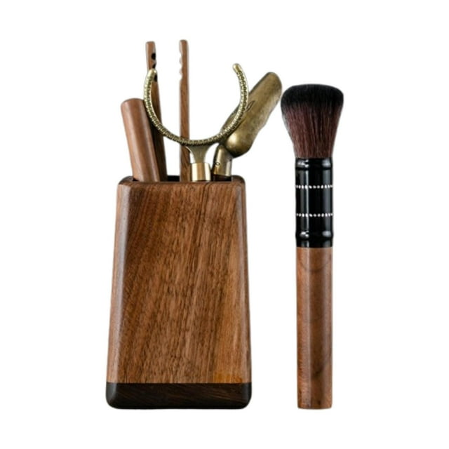 Juego de herramientas para té de Kung Fu, de madera de nogal, para ceremonia del té, regalo para la ceremonia del té. marrón y negro