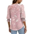 thumbnail image 5 of Ruimatai Women's Casual 3/4 Sleeve Blouse Floral Printed Smocked Cuff Tops Comfortable Stretch Fit T-Shirt, 5 of 7