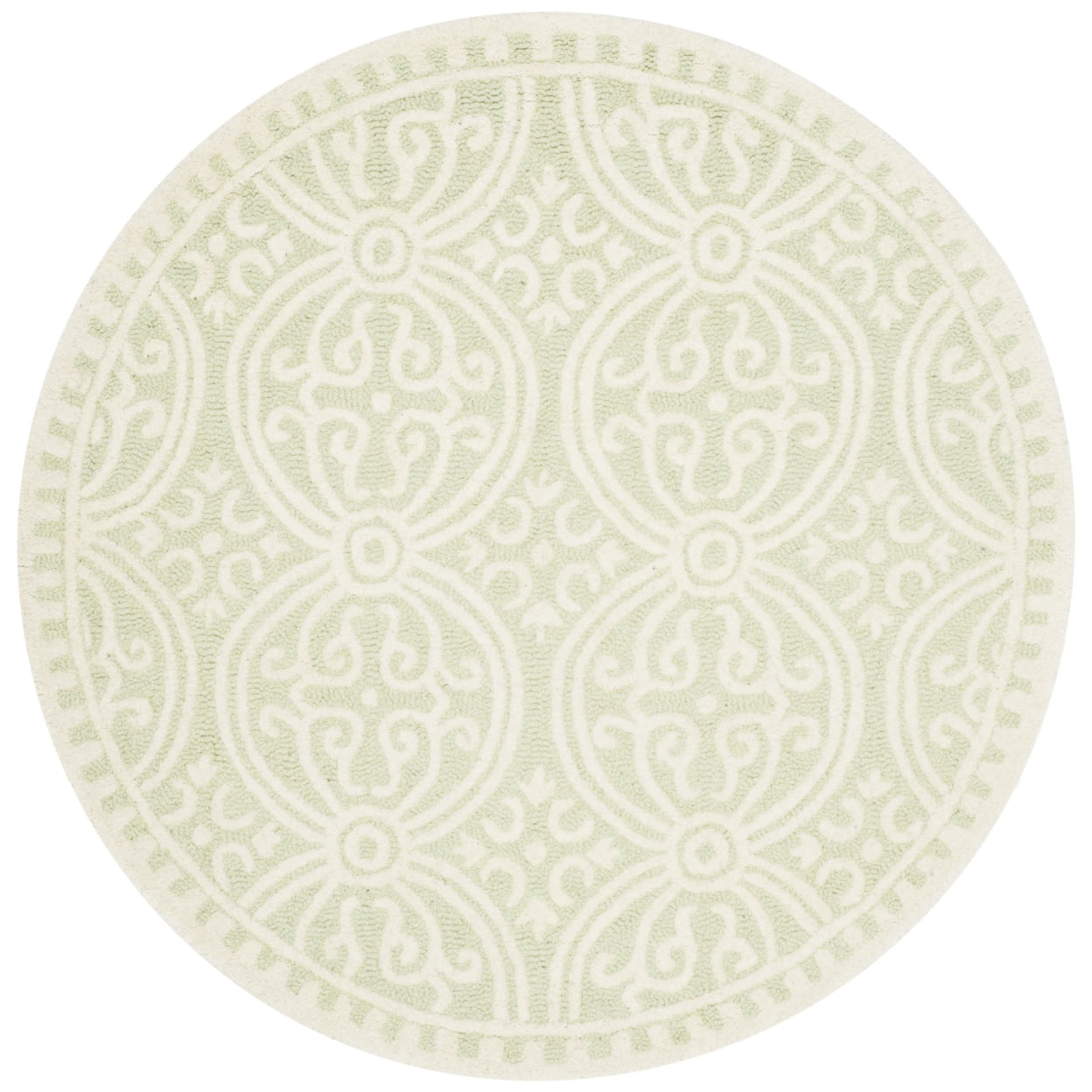 SAFAVIEH Cambridge Leslie Geometric Wool Area Rug, Light Green/Ivory, 4' x 6'