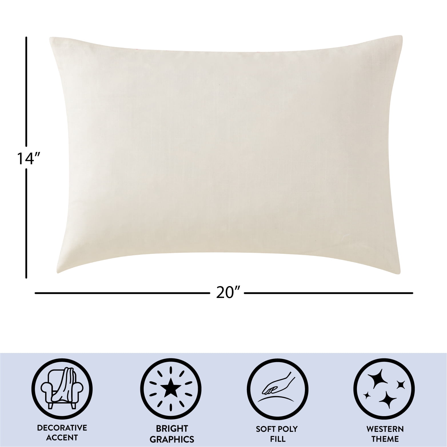 Urban Shop 14" x 20" Cowboy Boot Oblong Pillow for Teens and Young Adults