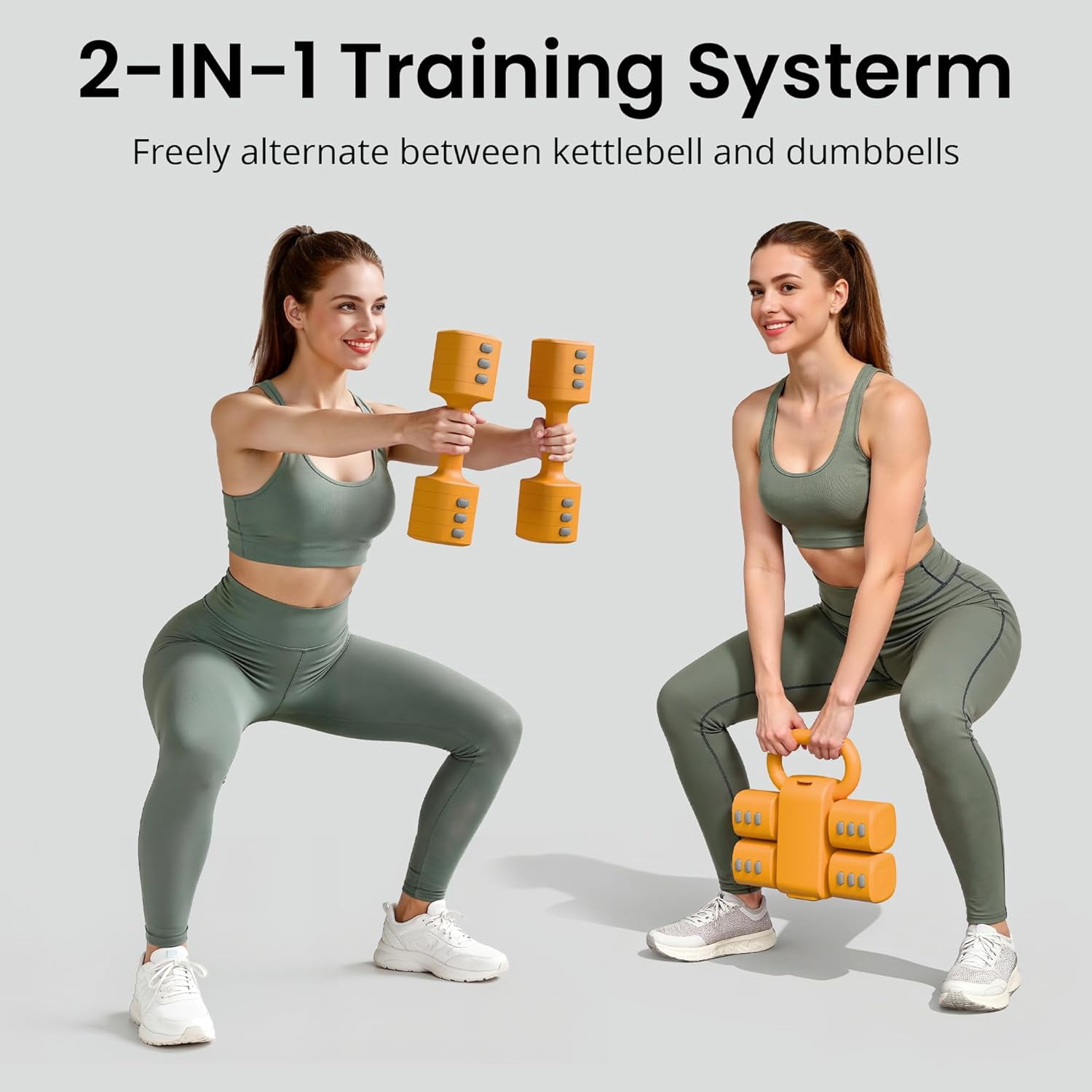 2-in-1 Adjustable Dumbbells & Kettlebell Set, 4 Levels Weight Quick Change for Women Home Gym Exercise Training with Non-slip Touch Fastener