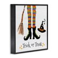 thumbnail image 2 of Stupell Industries Traditional Trick Or Treat Phrase Whimsical Striped Witch Socks Black Framed Giclee Art, 12 x 12, by Sally Swatland, 2 of 7