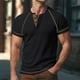thumbnail image 1 of Tops para hombre, blusas y camisas de cuello redondo y manga corta para hombre, camiseta informal de solapa de color liso a la moda para hombre, blusa de cuello redondo y manga corta para hombre., 1 of 9