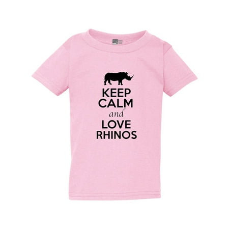 

Keep Calm And Love Rhinos Rhinoceros Animal Lover Funny Toddler Kids T-Shirt Tee