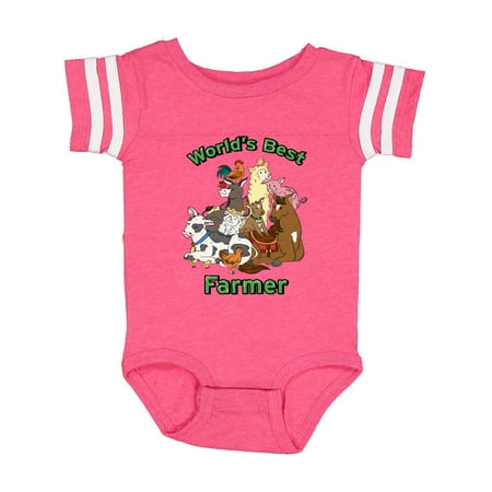 

Inktastic World s Best Farmer with Happy Farm Animals Gift Baby Boy or Baby Girl Bodysuit