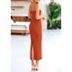 thumbnail image 2 of Vestido PRETTYGARDEN Strapless con Nudo Torcido Ajustado Maxi Color Óxido Talla M, 2 of 8
