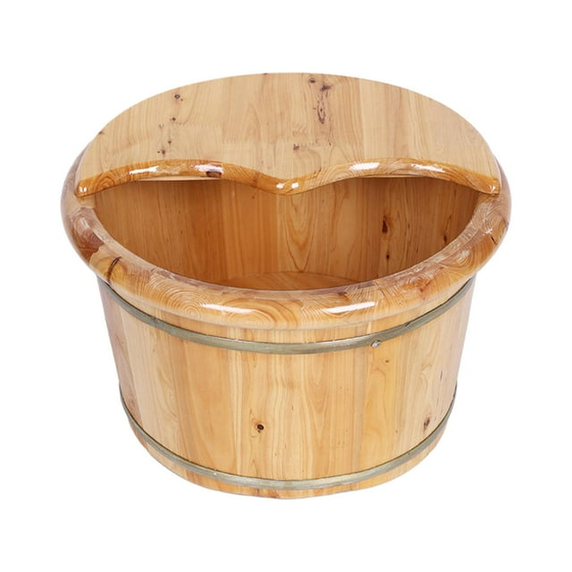 Bañera para Pies de Madera Maciza, Cubo para Lavar Pies, SPA para Pies en Casa, Barril para Baño de Pies, Lavabo Portátil para Pies para Remojar Sauna Estilo D
