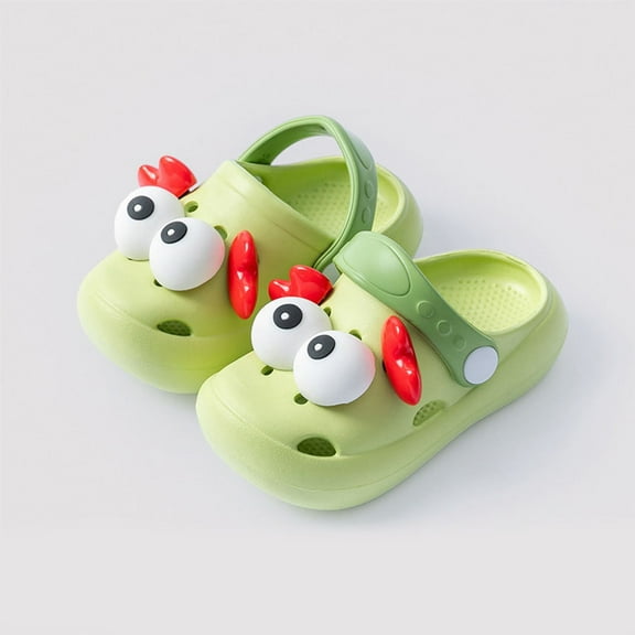 Toddler Girls Cute 3D Eye Clogs, Antiskid Closed Toe Slide Sandals Summer Slippers for Kids Indoor Outdoor Green 12-18 Months