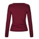 thumbnail image 4 of Top asimétrico con cuello en V y tres botones, manga larga, sexy y ajustado, blusa informal para mujer, 4 of 7
