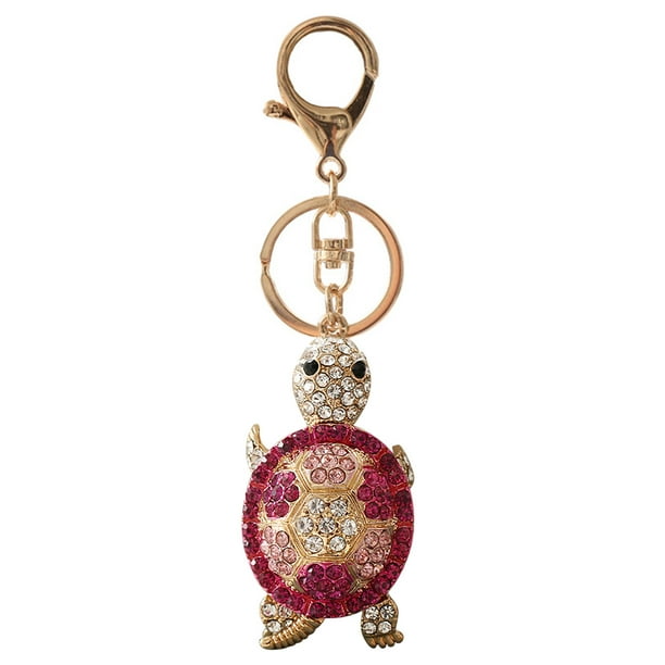 Xihbxyly En venta Llavero de metal con forma de tortuga y diamante colorido para coche