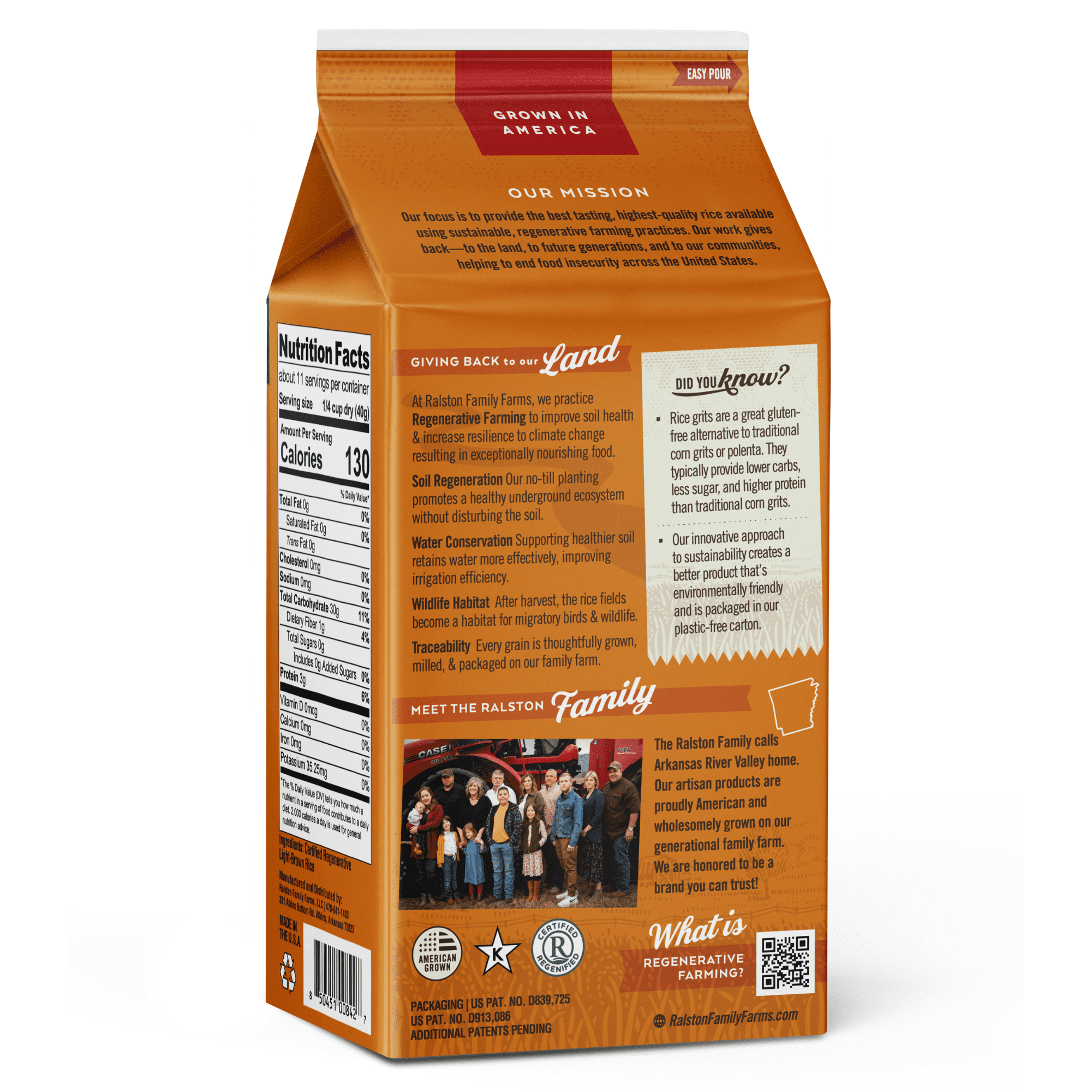 Ralston Family Farms Golden Rice Grits, 16 oz Carton: 6 Pack, American Grown, Non-GMO, Naturally Gluten Free