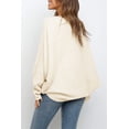 thumbnail image 3 of Spring Autumn Women Solid Crew Neck Casual Loose Batwing Sleeve Knit Sweater, 3 of 3