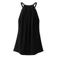 thumbnail image 5 of MESSUEN Spaghetti Strap Tank Top Halter Tops Crew Neck Camisole Women Summer Halter Tops Pleated Sleeveless Cami Shirts Tank Top Tee Shirts Womens Blouses Dressy Black L, 5 of 7