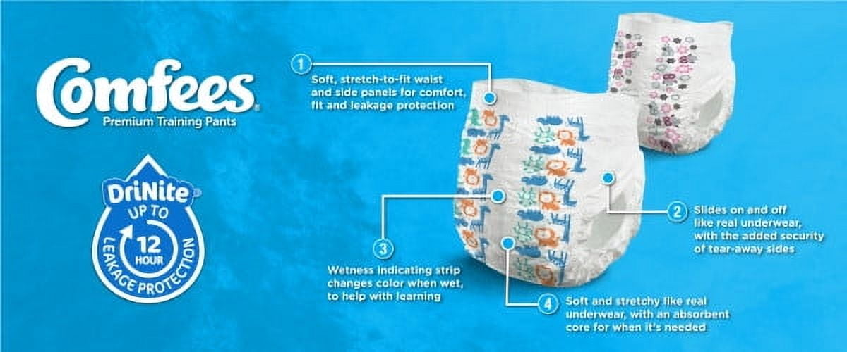 Comfees Toddler Training Pants Pull On 2T - 3T Disposable Moderate Absorbency, Case of 156