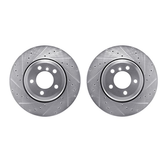 Dynamic Friction Company Rear Brake Rotors-Drilled and Slotted-Silver 7002-31107