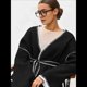 thumbnail image 4 of Cárdigan de Otoño-Invierno para Mujer, Moderno, Cálido, de Medio, con Colores Contrastantes, Informal, Talla Grande. Negro M, 4 of 10