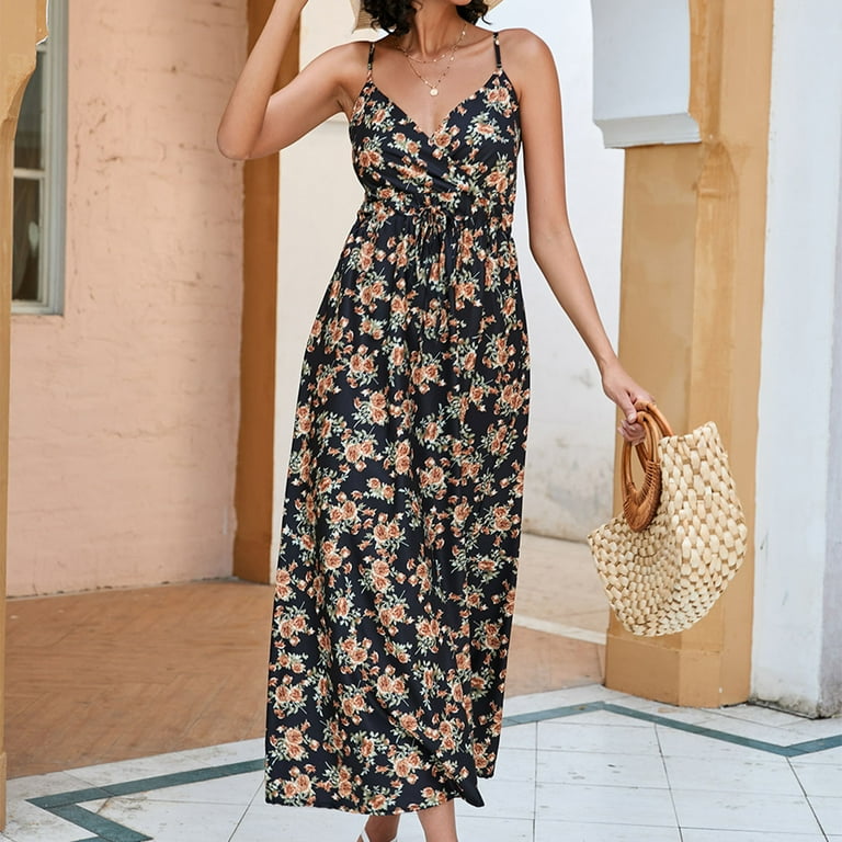 Enjoytime Women Fashion Dresses 2024 Vintage Classic V-Neck Spaghetti Strap Dress Floral Printed Waist Wrap A-Line Womens Casual Midi Dress - Walmart.com Enjoytime Women Fashion Dresses 2024 Vintage Classic V-Neck Spaghetti Strap Dress Floral Printed Waist Wrap A-Line Womens Casual Midi Dress - Walmart.com