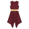 thumbnail image 6 of YONGHS Womens Color Block Praise Liturgical Dancewear Sleeveless Irregular Hem Lyrical Dance Dress Burgundy XL, 6 of 7