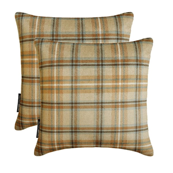 Checkered Winter Plaid Throw Pillow covers Beige 20"x20" (50x50 cm) Velvet Checkered, Tartan Plaid, Winter Plaid Pillows, Plaid Pillow Case Pillowcase, Plaid Modern Style - Plaidscape Beige