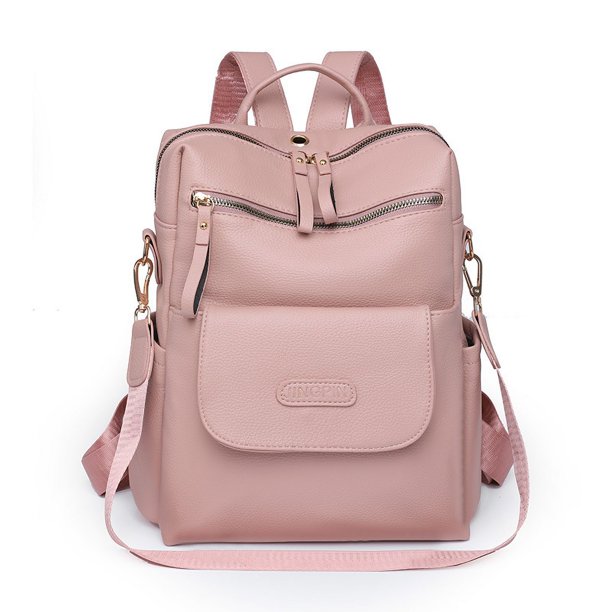 Mochila vintage para mujer, de piel sintética suave, de gran capacidad, de doble uso, informal