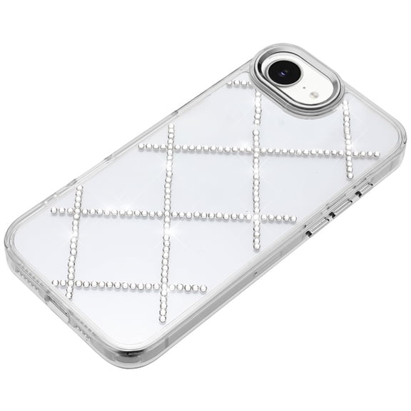 XPM for Apple iPhone 17E /16E Gem Glitter Diamond Bling Clear Hybrid TPU Cover, Colorful Shockproof Protective Back, Slim Fit for Women Girls Phone Case Cover (Silver)