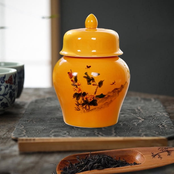 Recipiente de cerámica para té, tarro de exhibición, organizador de latas, macetas de almacenamiento, tarro de jengibre de para tienda de té Mariposa Macarena tarro de jengibre
