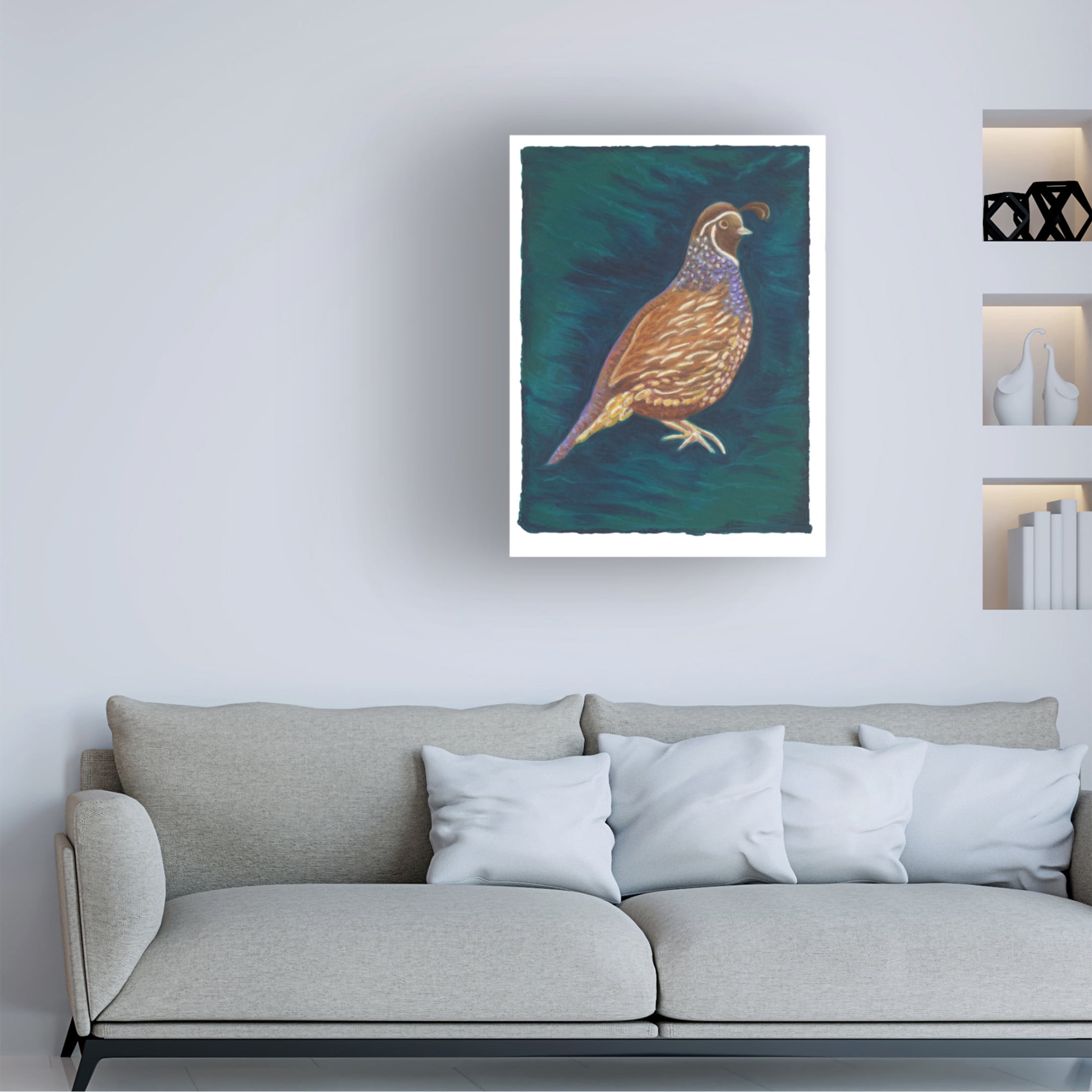 Canvas Wall Art - Andrea Strongwater 'Game Birds Partridge Boy' Wall Art for Living Room, Bedroom, or Office Décor by Trademark Fine Art - 24 x 32 Inches