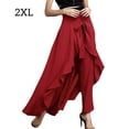 thumbnail image 4 of Pantalones de con volantes Qarigey para mujer pierna ancha Rojo XXL, 4 of 6
