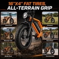 thumbnail image 6 of WINDHORSE 1255W Peak Electric Bike for Teens, 16" Fat Tire E Mountain Bike 20-28mph, 45-65miles Range 748.8Wh Removable Battery, with Free Lock&Helmet, 6 of 10