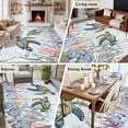 thumbnail image 5 of Coastal Turtle Area Rug 6x9 FT, Non Slip Living Room Throw Carpet, Ocean Starfish Coral Nautical Octopus Washable Soft Large Floor Carpet Non-Shedding Rug for Bedroom Dining Room Play Room, 5 of 9